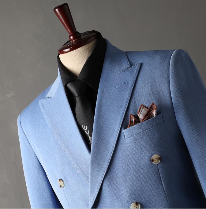 Christian Diorライトブルー ダブルブレスト スーツ A-6 DIOR | ダブルブレストジャケット バージンウール ブレンド