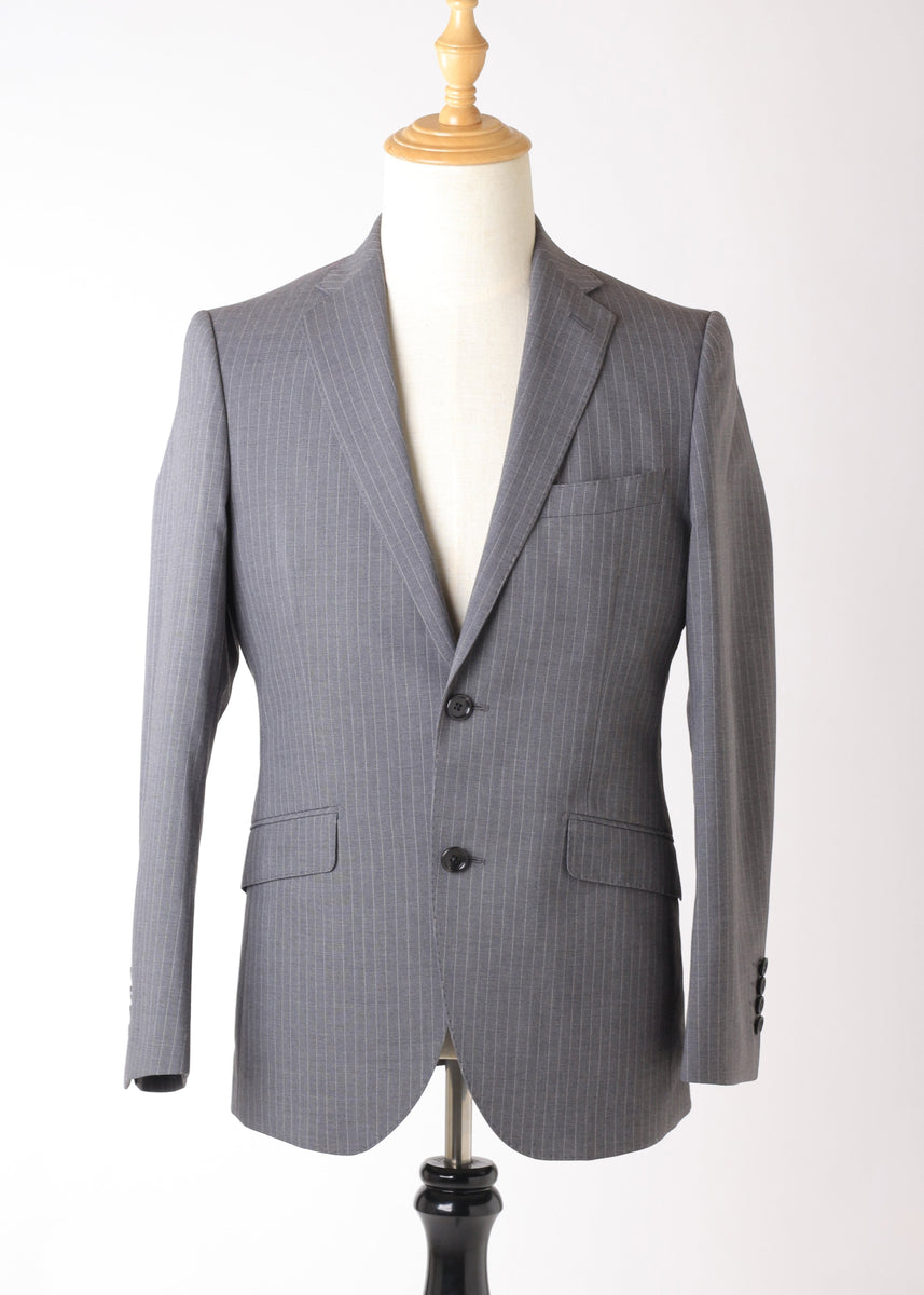 ジャケット　グレー　ピンストライプ グレーピンストライプ、セットアップ、シングルブレスト、2つボタン