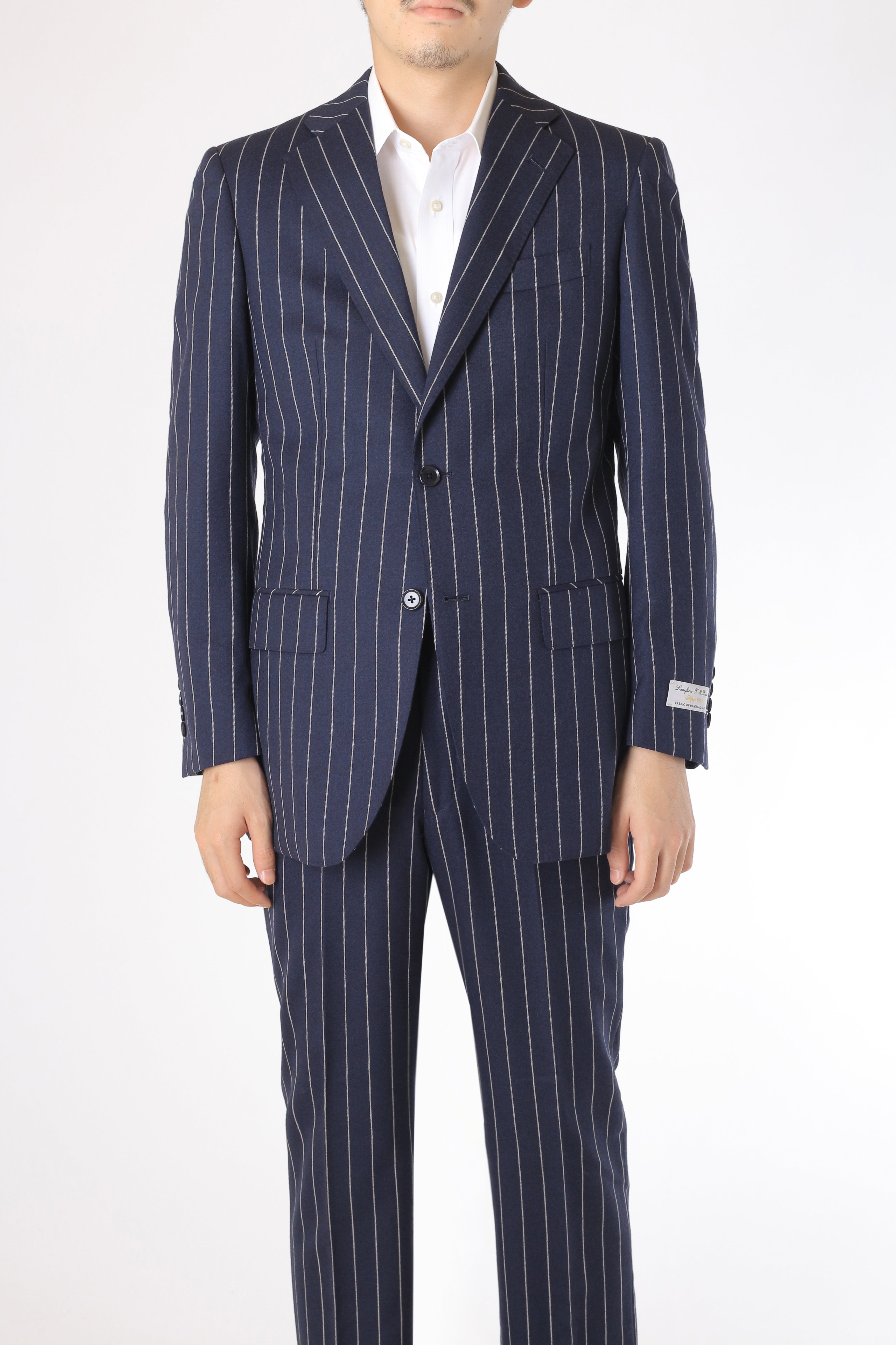 極美品★ケイミー テーラードジャケット ストライプ シングル ダークネイビー M ネイビーストライプ、チョークストライプ、セットアップ、シングル